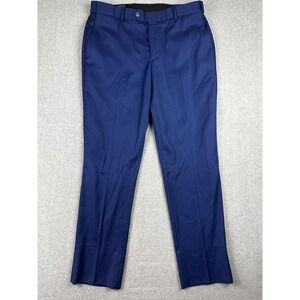 Seven 26 Pants Mens 34x31 Blue Super 130s Merino Wool Dress Slacks Tailored